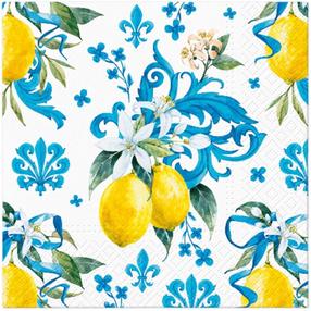 Pabersalvrätikud Paw Decor Collection Sicilian Floral Whimsy, 33 cm x 33 cm, sinine v./valge v./kollane v., 20 tk