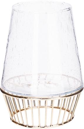 Küünlahoidja A98101320, klaas/metall, Ø 12 cm, 16.5 cm, läbipaistev v./kuldne v.