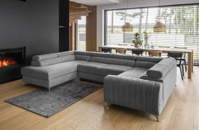 Kampinė sofa Louis Gojo 5, tamsiai pilka sp., kairinė, 202 x 347 cm x 92 cm