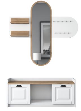 Prieškambario baldų komplektas Kalune Design EE101 1983, vidaus, balta sp./riešuto sp.