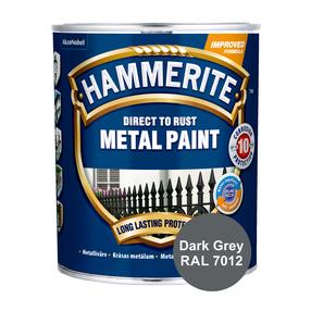 Краска-эмаль, для металлоконструкций, защита от коррозии Hammerite Smooth, блестящий, 0.75 l, темно-серый цв.