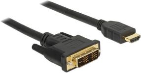 Adapteris Delock DVI 18+1 Male to HDMI-A Male DVI, HDMI-A 19 pin male, 2 m, juoda sp.