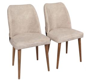 Kėdžių rinkinys Kalune Design Nova 761 974NMB1205, matinė, kreminė sp./riešuto sp., 49 cm x 50 cm x 90 cm, 2 vnt.