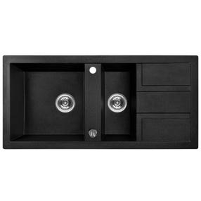 Virtuvinė plautuvė Laveo Barbados SBB_731T, Black, granitas, 100 cm x 48 cm x 17 cm, juoda sp.