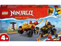 Konstruktorius LEGO® NINJAGO® Kai ir Ras automobilio ir motociklo mūšis 71789, 103 vnt.