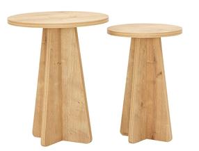 Kavos staliukų komplektas Kalune Design Mushroom, ąžuolo sp., 30 - 40 cm x 40 cm x 45 - 50 cm, 2 vnt.