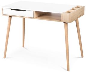 Rašomasis stalas su stalčiais LittleSky Sofie, 110 cm x 55 cm, 78 cm, balta sp./buko sp.