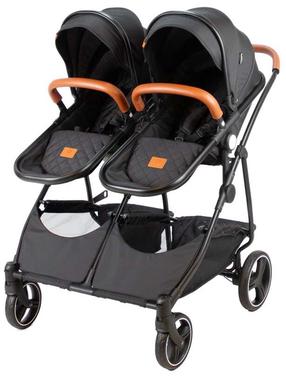 Universalus vežimėlis, dvyniams BabyTrold Sibbi Duo, juoda sp.
