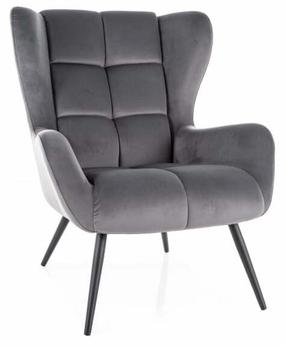 Krėslas Louis Velvet, pilka sp., 87 cm x 75 cm x 91 cm