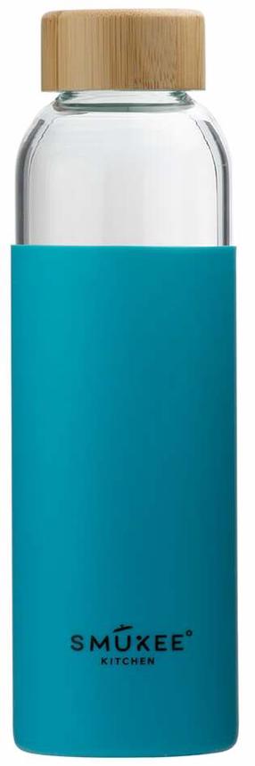 Ūdens pudele Smukee 320020, zila krās., plastmasa/stikls/silikons, 0.5 l