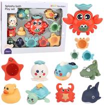 Vonios žaislų rinkinys Lean Toys Splashy, įvairių spalvų, 12 vnt.