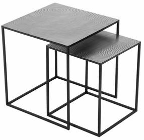 Kavos staliukų komplektas Shanti, sidabro sp./juoda sp., 40 - 50 cm x 50 cm x 46 - 53 cm, 2 vnt.