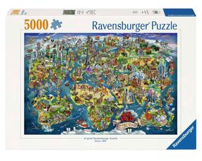 Pusle Ravensburger Illustrated World Map, 102 cm x 153 cm, 5000 tk, mitmevärviline