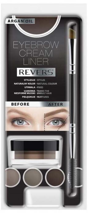 Uzacu pomāde Revers Eyebrow Cream Liner, 8 ml, tumši brūna krās. 03 brown