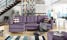 Kampinė sofa Asgard U Monolith 37, violetinė sp., 202 x 326 cm x 93 cm