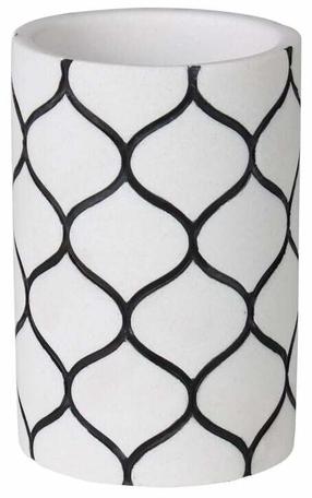 Vonios stiklinė Splendid Net LA-NET-KUBEK-BIA, balta/juoda, 8 cm x 11.5 cm x 8 cm