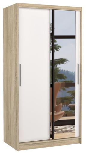 Spinta ADRK Baros 100, balta sp./rusva sp., 58 cm x 100 cm x 200 cm, su veidrodžiu