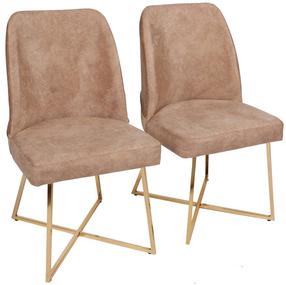 Kėdžių rinkinys Kalune Design Madrid 135 974NMB1203, blizgi, ruda sp./aukso sp., 49 cm x 50 cm x 90 cm, 2 vnt.
