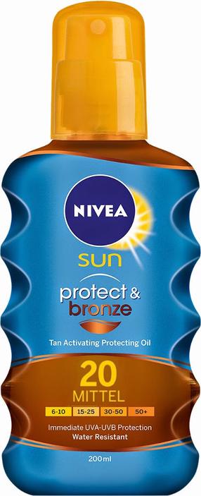 Масло для ухода за загаром Nivea Sun Protect & Bronze SPF20, 200 мл