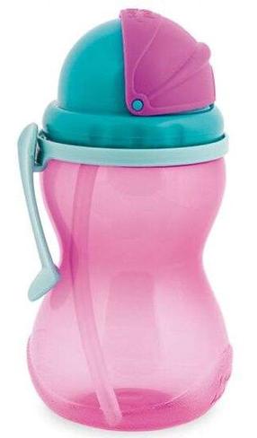 Bērnu pudelīte Canpol Babies Sport Cup Flip Top Straw, 370 ml, 1 g., plastmasa, rozā krās.