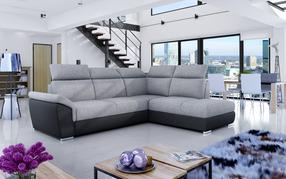 Kampinė sofa Loreto Sawana 21, Soft 11, antracito sp./pilka sp., dešininė, 210 x 260 cm x 102 cm