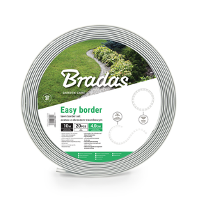 Dobes apmale Bradas Easy Border, 1000 cm x 4 cm, pelēka krās.
