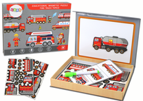 Magnetinė dėlionė Lean Toys Fire Truck Topics, raudona sp., 36 vnt.