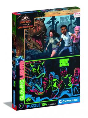 Puzle Clementoni Glowing Lights Jurassic World 27557, 23.5 cm x 33.5 cm, 104 gab., daudzkrāsaina