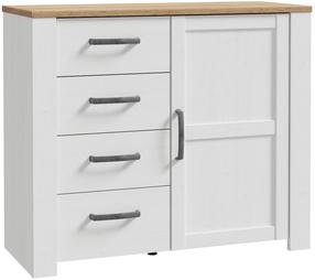 Комод Forte, дубовый цв./белый цв., 87 см x 42 см x 101.4 см