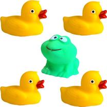 Vonios žaislų rinkinys Hencz Toys Ducklings, geltona sp./žalia sp., 5 vnt.