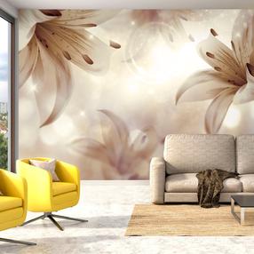 Fototapeet Artgeist Floral Motif - A Composition Of Lilies On A Background With A Light Glow Effect XLFT994, 140 cm x 200 cm