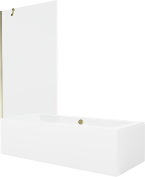 Vonia su sienele, įmontuojama Mexen Cube, 180 cm x 80 cm x 39 cm, stačiakampis, skaidri sp./aukso sp.