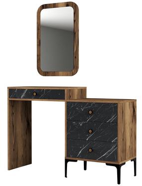 Kosmetinis staliukas Kalune Design Lizbon 548, juoda sp./riešuto sp., 84.7 cm x 124 cm x 40 cm