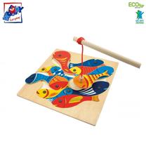 Lavinimo žaislas WOODY Eco Wooden Magnetic Fishing, įvairių spalvų, 13 vnt.