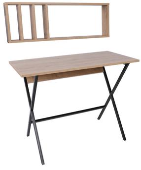 Письменный стол и полка Kalune Design Oslo With Wall Shelf, 100 см x 74 см, 50 см, дубовый цв./черный цв.