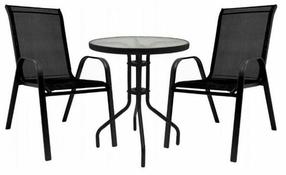 Balkono baldų komplektas Bergama, juodas, 2 vietų