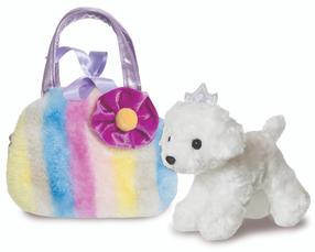 Плюшевая игрушка кошка Aurora Fancy Pals Puppy In Bag, белый цв./многоцветный, 20 см