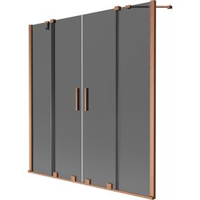 Dušas siena Mexen Velar Duo, 140 cm x 150 cm, vara krās./grafīta krās./rūdītais