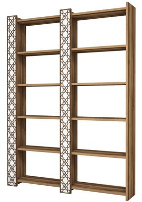 Напольная полка Kalune Design City 2, белый цв./ореховый цв., 170 см x 24.2 см x 124.6 см