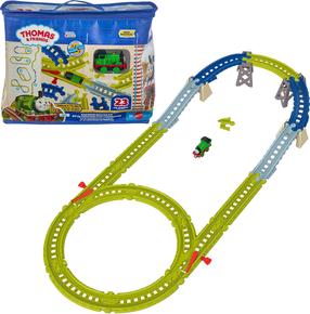 Žaislinis traukinys su bėgiais Mattel Thomas and Friends Railroad Builder, įvairių spalvų