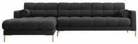 Kampinė sofa Cosmopolitan Design Bali Neve 97, aukso sp./tamsiai pilka sp., kairinė, 185 x 293 cm x 75 cm