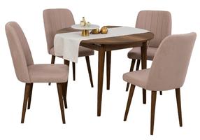 Valgomojo komplektas Kalune Design Vina 0900, rožinė sp./ruda sp./riešuto sp.