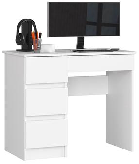Rašomasis stalas su stalčiais Akord A-7 Left, 90 cm x 50 cm, 77 cm, balta sp.