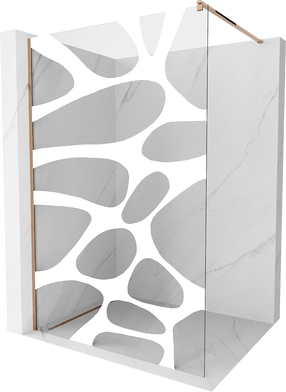 Dušo sienelė Mexen Kioto Walk-In, 80 cm x 200 cm, balta sp./rausvojo aukso sp./grūdintas