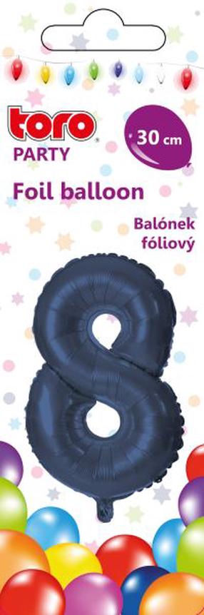 Balons cipars Toro Party 8, zila krās.