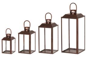 Žibintų rinkinys 4Living Aamu, stiklas/geležis, 52 cm, bronzos sp., 4 vnt.