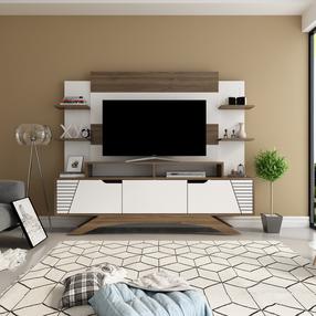 Комплект мебели для гостиной Kalune Design Deparo, комнатные, белый цв./ореховый цв.