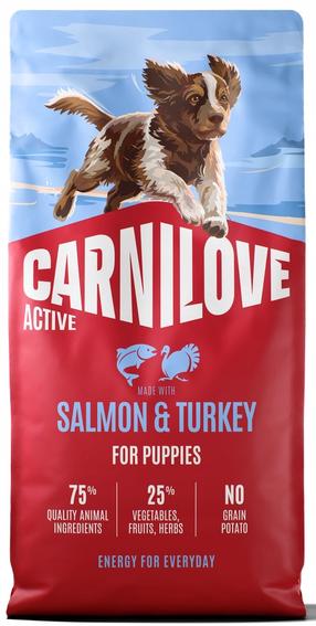 Sausā suņu barība Carnilove Active Puppy, tītara gaļa/lasis, 12 kg