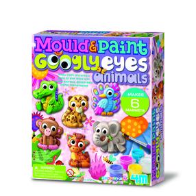 Наборы для изготовления магнитов, животные 4M Mould & Paint Googly Eyes Animals, многоцветный