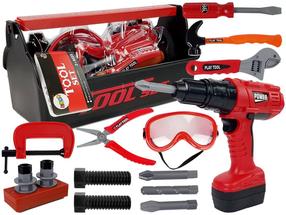 Bērnu darbarīku komplekts Lean Toys Tool Set, melna krās./sarkana krās.